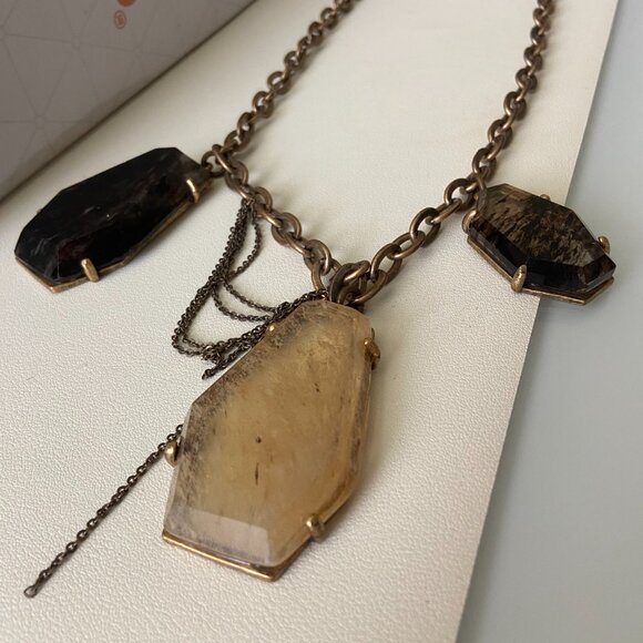 Boho Chunky Stones Gems Gold Chain Statement Necklace - Picture 4 of 4